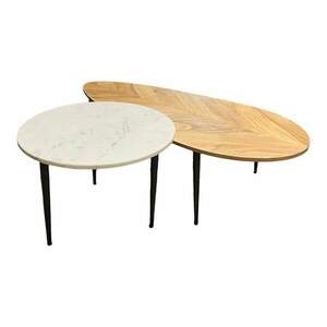 ADLON fehér akácfa márvány dohányzóasztal szett 2 db kép