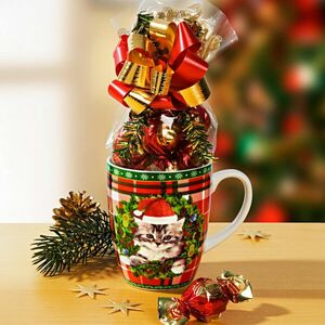 1 db kávés bögre "Karácsonyi cica" kép