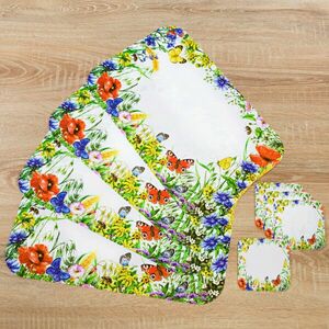 6 db tányér- és 6 db poháralátét Vadvirág szettben kép