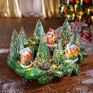 LED-es koszorú házikókkal kép