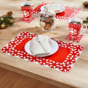 6 tányéralátét + 6 poháralátét Hópelyhek kép