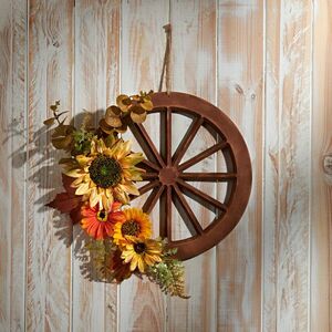 Virágkompozíció Fa kerék kép