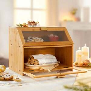 Bambuszból készült kétszintes kenyértartó kép