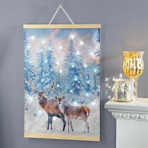 Textilkép egy szarvaspárról LED-es világítással kép