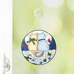 Macska pár akasztós dekoráció ablakra kép