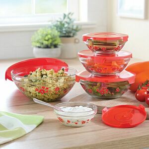 5 db üvegtál fedéllel szettben kép