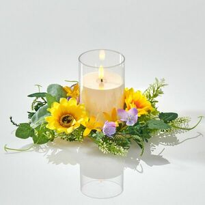 LED gyertya virágkoszorúval kép