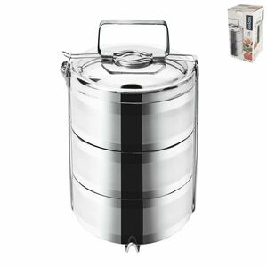 Thermo rozsdamentes acél ételhordó 3 szintes, átmérő 16 cm kép