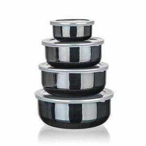 Zománcos tálak készlete METALLIC Fekete, 8 db kép