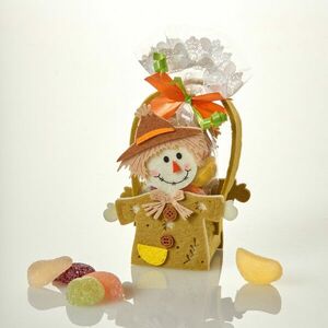 Édességgel teli madárijesztős dísztasak kép