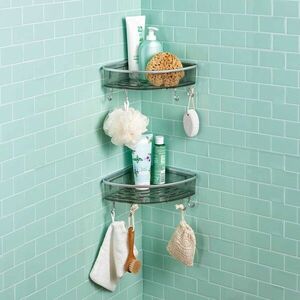 Sarokba helyezhető zuhanypolc 4 akasztóval kép