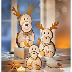 Fa dekorációk Rénszarvas család, 3 db-os szett kép