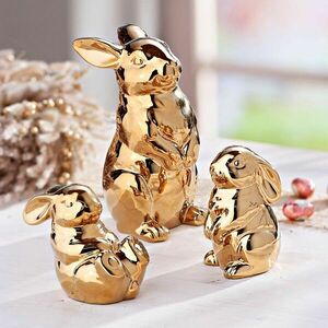 Dekoratív arany nyuszifigurák, 3 darabos szett kép