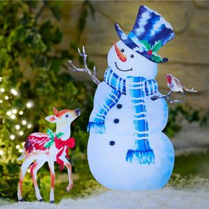 Dekoráció Hóember szarvasokkal kép