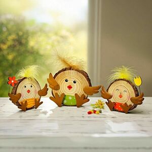 Fa dekoráció Csibék, 3 darabos készlet kép