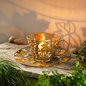 Fém gyertyatartó Csésze – Őszi levelek kép