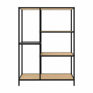 Fekete-natúr színű könyvespolc tölgyfa dekorral 80x112x35 cm Altino – Unique Furniture kép