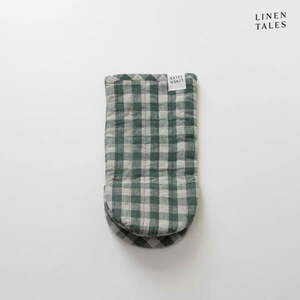 Len edényfogó kesztyű Forest Green Gingham – Linen Tales kép