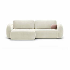 Krémszínű bársony kinyitható-tárolóhelyes sarokkanapé Tonale – Cosmopolitan Design kép