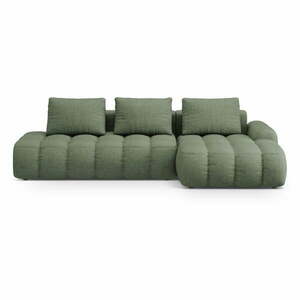 Zöld kinyitható-tárolóhelyes sarokkanapé (jobb oldali-heverő résszel) Linz – Cosmopolitan Design kép