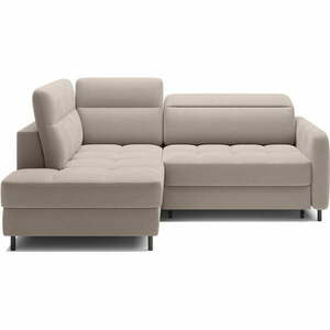Világosbarna bársony kinyitható-tárolóhelyes sarokkanapé (bal oldali-L alakú) Barea – ELTAP kép
