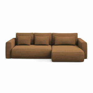 Terrakotta színű kinyitható-tárolóhelyes sarokkanapé (jobb oldali-heverő résszel) Kapua – Makamii kép