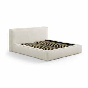 Krémszínű kárpitozott ágyneműtartós franciaágy ágyráccsal 140x200 cm Simon Olivia – Micadoni kép