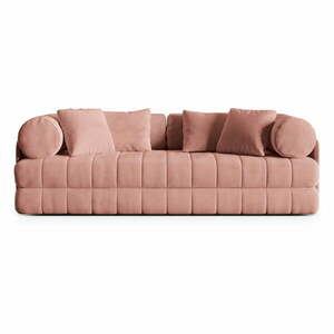 Rózsaszín bársony kinyitható kanapé 206 cm Kemi – Cosmopolitan Design kép