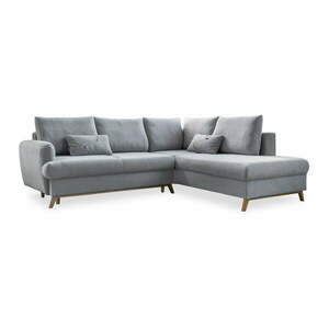 Világosszürke kinyitható-tárolóhelyes sarokkanapé (jobb oldali-L alakú) Scandic Lagom – Miuform kép