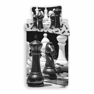Fekete-fehér egyszemélyes pamut gyerek ágyneműhuzat 140x200 cm Chess – Jerry Fabrics kép
