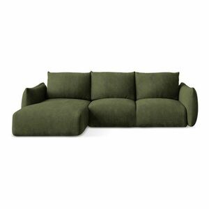 Zöld zsenília kinyitható sarokkanapé (bal oldali-heverő résszel) Leila – Makamii kép