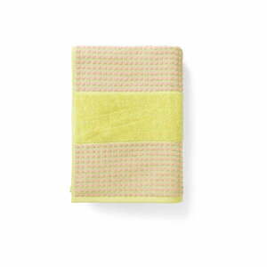 Sárga-rózsaszín frottír bio pamut törölköző 50x100 cm Check – JUNA kép