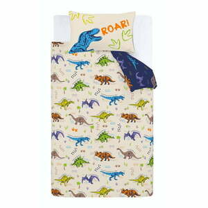 Kék-bézs kétszemélyes gyerek ágyneműhuzat 200x200 cm Prehistoric Dinosaurs – Catherine Lansfield kép