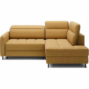 Sárga bársony kinyitható-tárolóhelyes sarokkanapé (jobb oldali-L alakú) Barea – ELTAP kép