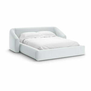 Világosszürke kárpitozott ágyneműtartós franciaágy ágyráccsal 200x200 cm Campi – Cosmopolitan Design kép