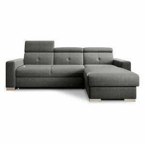 Szürke kinyitható-tárolóhelyes sarokkanapé (jobb oldali-heverő résszel) Fresia – ELTAP kép