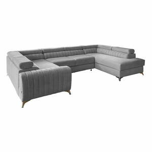 Világosszürke kinyitható-tárolóhelyes sarokkanapé (jobb oldali-U alakú) Louis – ELTAP kép