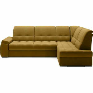 Sárga bársony kinyitható-tárolóhelyes sarokkanapé (jobb oldali-L alakú) Sado – ELTAP kép