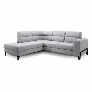 Világosszürke bársony kinyitható-tárolóhelyes sarokkanapé (bal oldali-L alakú) Cassara – ELTAP kép