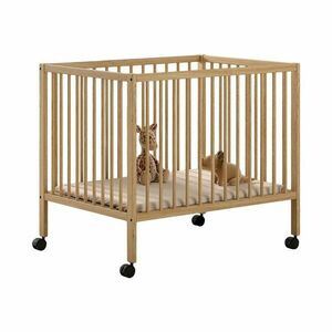 Natúr színű bükkfa járóka állítható magassággal-gurulós 95x75 cm Dino – Vipack kép