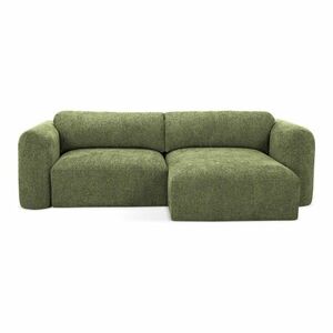 Zöld zsenília kinyitható-tárolóhelyes sarokkanapé (jobb oldali-heverő résszel) Mele – Makamii kép