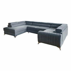 Kék kinyitható-tárolóhelyes sarokkanapé (bal oldali-U alakú) Louis – ELTAP kép