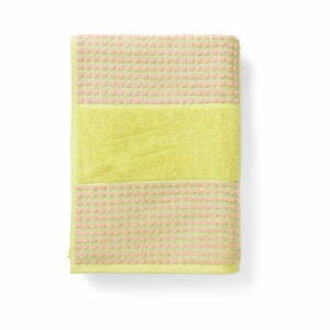 Sárga-rózsaszín frottír bio pamut fürdőlepedő 70x140 cm Check – JUNA kép