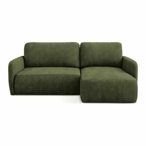 Zöld zsenília kinyitható-tárolóhelyes sarokkanapé (jobb oldali-heverő résszel) Lilo – Makamii kép