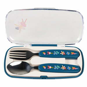 Kék rozsdamentes acél gyerek evőeszköz 2 db-os Fairies in the Garden – Rex London kép