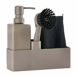 Világosbarna műanyag-szilikon mosogatóeszköz tartó Singles – Zone kép