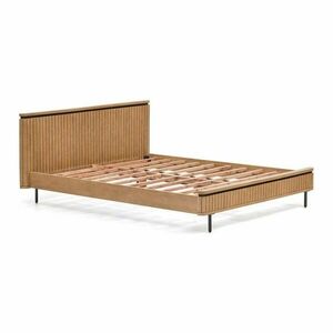 Natúr színű mangófa franciaágy ágyráccsal 160x200 cm Licia – Kave Home kép