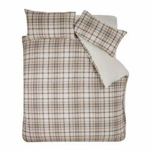 Barna kétszemélyes sherpa ágyneműhuzat 200x200 cm Cosy Sherpa Check – Catherine Lansfield kép