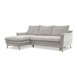 Szürkésbézs kinyitható-tárolóhelyes sarokkanapé (bal oldali-heverő résszel) Charming Charlie – Miuform kép