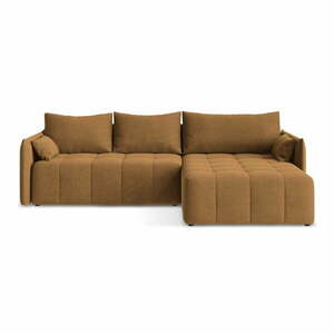 Terrakotta színű kinyitható-tárolóhelyes sarokkanapé (jobb oldali-heverő résszel) Moku – Makamii kép